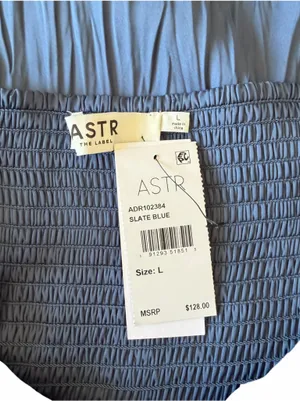 ASTR The Label - NWT Maeve Pleated Midi Dress Slate Blue Sz L thumbnail 7