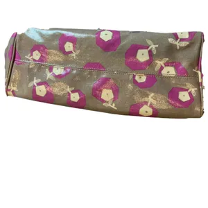 Juicy Couture Tote Vinyl Gray Purple White Flowers Bag Leather Trim thumbnail 7