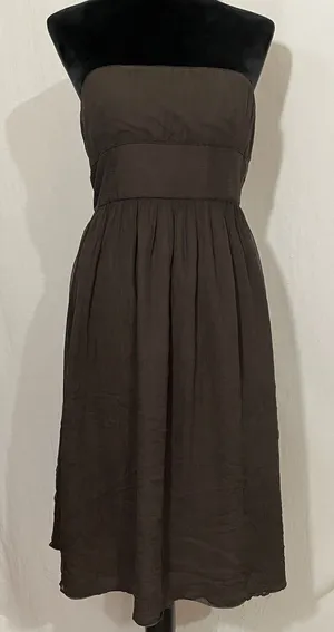 J. Crew 6 Juliet Brown Silk Chiffon Sleeveless Cocktail Dress thumbnail 1