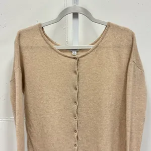 Cuyana Single-Origin‎ Cashmere Minimalist Button Cardigan Sweater Medium Beige thumbnail 4