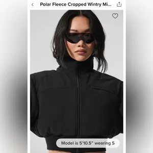 Alo Yoga NWT Polar Fleece Cropped Wintry Mix Full Zip Jacket Black Size S thumbnail 4