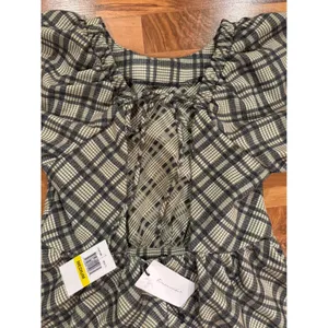 Line‎ and dot Plaid Mini Dress Women Medium Puff Sleeve Tie Back fall preppy NWT thumbnail 4