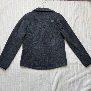 The North Face Womens Full Zip Textured Fleece Jacket Charcoal Grey Black Medium thumbnail 3