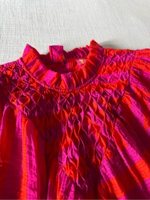 THML Pink/Orange Smocked Neck Ruffle Blouse thumbnail 4