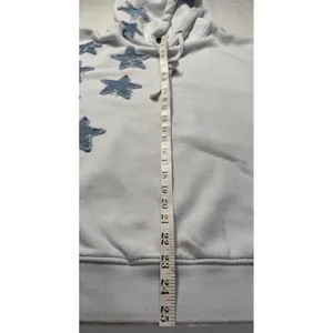 BoohooMAN Hoodie Light Blue Cotton Dark Blue‎ Patchwork Stars Streetwear Unisex thumbnail 3
