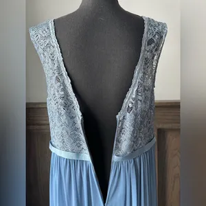 David's Bridal bridesmaid formal Light Blue Lace Maxi Dress NWT 16 thumbnail 6