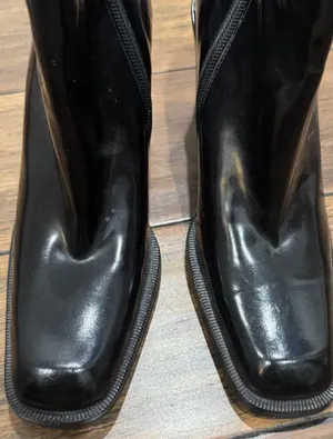 Via Spiga for Neiman Marcus Black Patent Square Toe Ankle Boot thumbnail 6