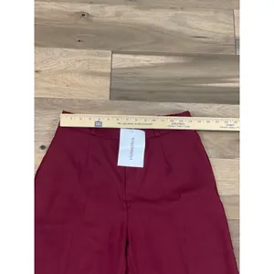 Youzimeiyi Pants Size L Maroon High Waist Wide Leg Stretch Trouser Dressy NWT thumbnail 3