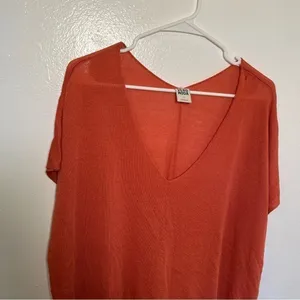 Vero Moda Womens Sz Small Inez Oversized Blouse Pink Orange Pockets Short Sleeve thumbnail 3