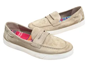 Cole‎ Haan Nantucket 2.0 Penny Loafers Womens 10.5 Beige Suede Light Academia thumbnail 1