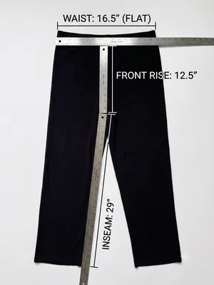 MISOOK Black Classic Knit Pull On Wide Leg Pants Womens L Petite Minimalist Chic thumbnail 8