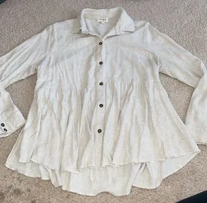 Umgee Cream Button Down Shirt thumbnail 1