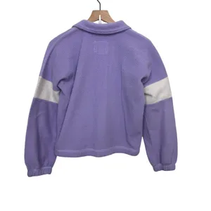 Abercrombie & Fitch Sherpa Half Zip PullOver Sweatshirt Purple White Size Small thumbnail 4