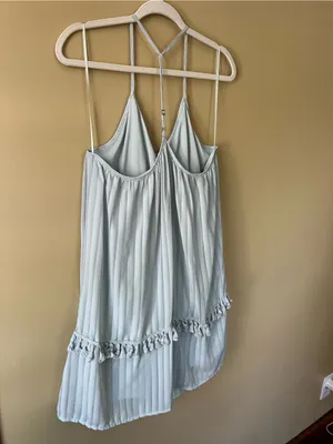 Gianni Bini Light Blue Pleated Mini Dress with Tassel Trim thumbnail 8
