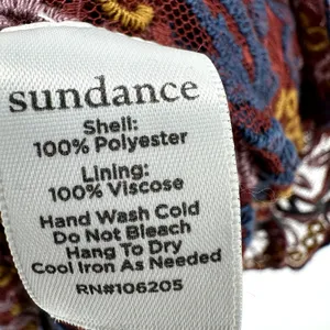 Sundance Dress Lace Sheer Scalloped Cover Up Mini Floral Embroidered Maroon S thumbnail 3