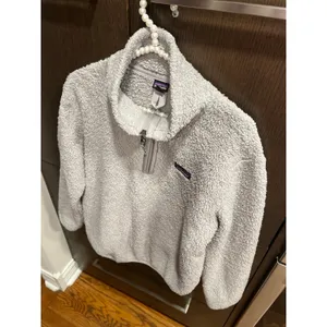 Patagonia Womens Gray Sherpa Fleece Soft Quarter Zip‎ Pullover Jacket small thumbnail 2