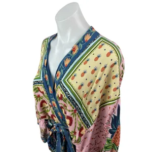 Farm Rio Kimono Sonho Belo Farm Fruits Paisley Tie Waist Blouse Top One Size thumbnail 2