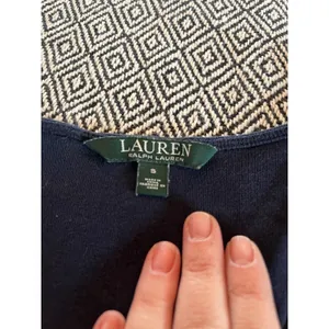 Lauren Ralph Lauren Shirt Womens Small Blue Elbow Sleeve Pullover V Neck Cotton thumbnail 4