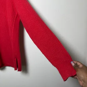J. Crew Women Sweater Medium‎ Red Turtleneck Ribbed Knit Side Slit Long Sleeve thumbnail 6