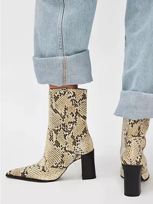 SCHUTZ Raffaela Snake-Embossed Ankle Booties w/Black Block Heel, Size 7.5, NWT thumbnail 9