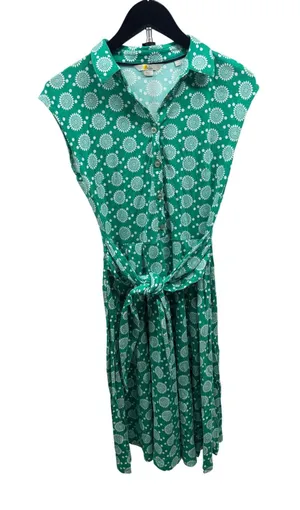 Boden Women's A-Line Green Flora Charm Button Down Shirt Tie Waist Dress Sz 2 thumbnail 1