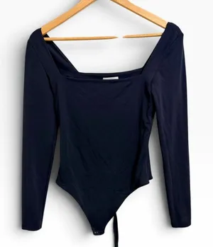 Aritzia Babaton black Contour Minimalist Square Neck bodysuit Long Sleeve Medium thumbnail 1