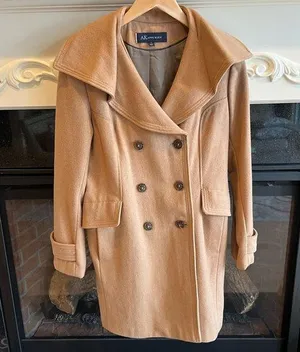 Anne Klein Wool Pea Coat Camel Winter Long thumbnail 1