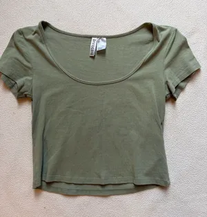 H&M Sage Green Crop Top thumbnail 1