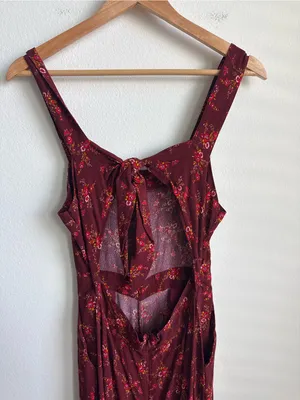 Madewell Apron Bowback Jumpsuit Red Floral Wide Leg Open Back Size 2 thumbnail 9