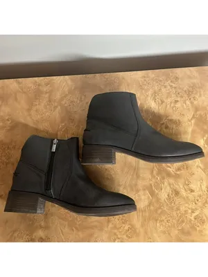 Lucky Brand Pedera Black Leather Ankle Boots Women's Size 7M Side Zip thumbnail 3