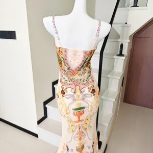 Ornate Baroque Print Slip Midi Dress Beaded Floral thumbnail 4