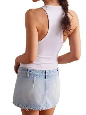 Free People Galivanting Skort in Aegean 26 New Womens Denim Jean Skirt Shorts thumbnail 11
