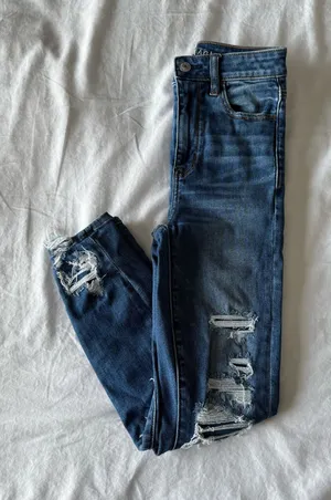 Medium Wash Destroyed Highest-Rise Jegging Crop thumbnail 1