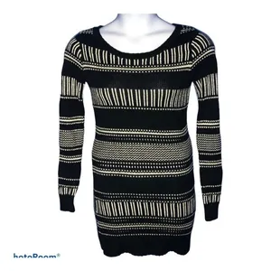 Roxy Knit Sweater Dress XS Gray White Cozy Cabin Core Fall Winter Dress thumbnail 2