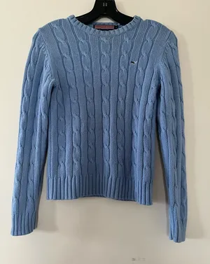 Vineyard Vines Blue Cable Knit Sweater Small Preppy Old Money Quiet Luxury thumbnail 1