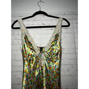 Wild Fable Women's Floral Print Maxi Slip Dress Lace Trim Wedding Guest Size XXS thumbnail 4