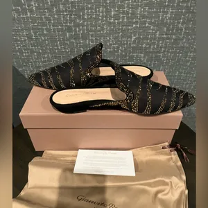 NIB GIANVITO ROSSI Raja Crystal Slide Shoe Shoes Black 8.5 thumbnail 5