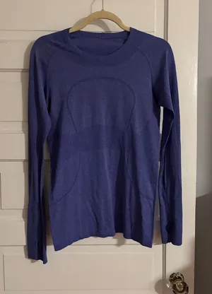 Lululemon Purple Seamless Long Sleeve Performance Top thumbnail 1