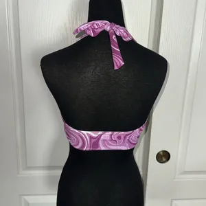 PURPLE FUNKY PSYCHEDELIC HALTER BIKINI TOP thumbnail 2