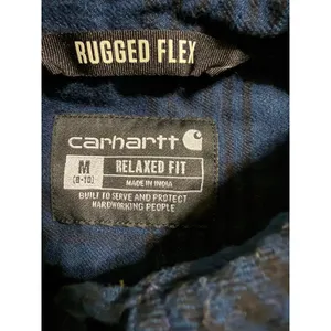 Carhartt Rugged Flex Women Medium Relaxed Fit Plaid Flannel‎ tunic Navy Blue thumbnail 5