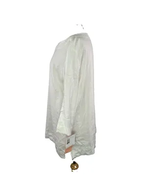 Elisabeth Sz 1X 100% Linen White Tunic Blouse Lagenlook Minimalist Coastal thumbnail 3