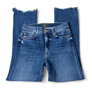 Mother The Insider Crop Step Chew Jeans Dancing On Coals Blue 1417-104‎ Size 26 thumbnail 1