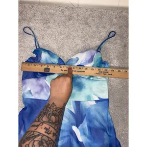 Here‎ Comes The Sun Sunni Low Back Midi Dress Floral Blue Xs Fit & Flare thumbnail 6