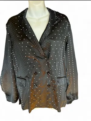 Victoria's Secret Black Polka Dot Satin Blazer thumbnail 3
