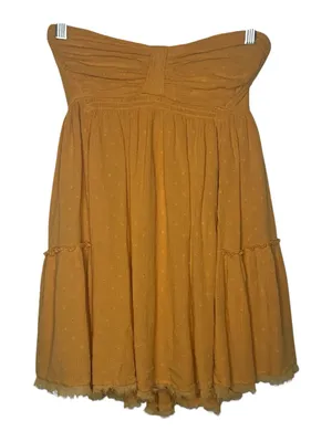Free People Sz XS Strapless Mustard Yellow Mini Dress thumbnail 1