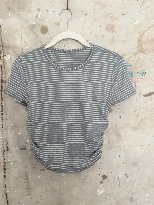Lululemon All It Takes Short Sleeve, Modern Stripe Heathered Medium Grey White thumbnail 3