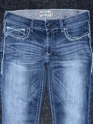 Ariat 32 R REAL Mid Rise Stretch Entwined Boot Cut Blue Jeans in Marine 10017510 thumbnail 3