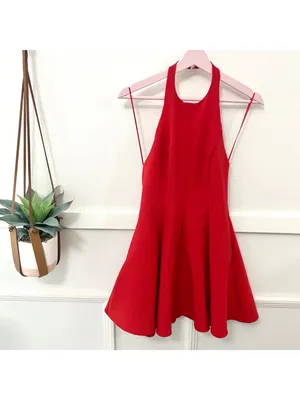 Zara Short Halter Godet Dress Size S Red 3067/350/600 thumbnail 2