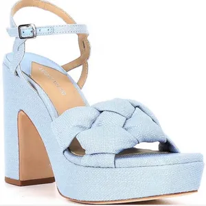 Antonio Melani Mya Linen Braided Platform Sandals in Light Blue thumbnail 1