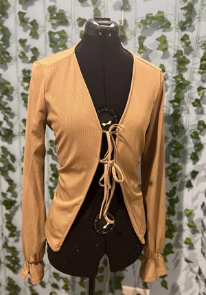 Deep beige tie cardigan Tan Size L thumbnail 1